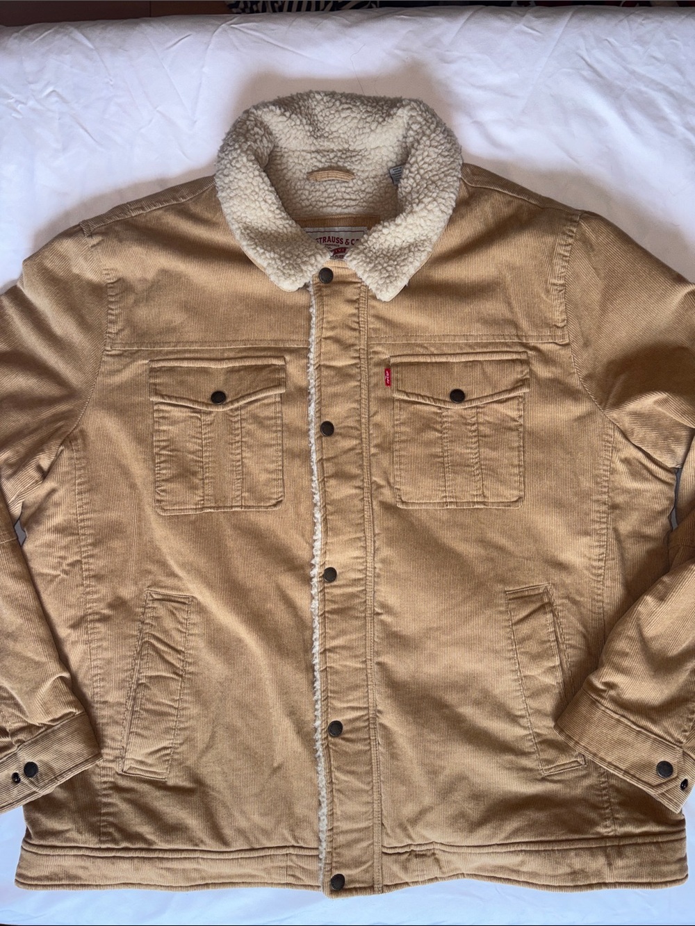 NWOT! Levi’s Men’s Sherpa-Lined Corduroy Trucker Jacket, XXL, Color Havana
